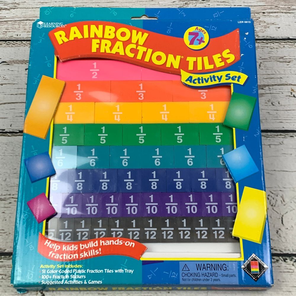 Learning Resources Rainbow Fraction Tiles with Tray‎ - Visual Math, Ages 6+ NEW